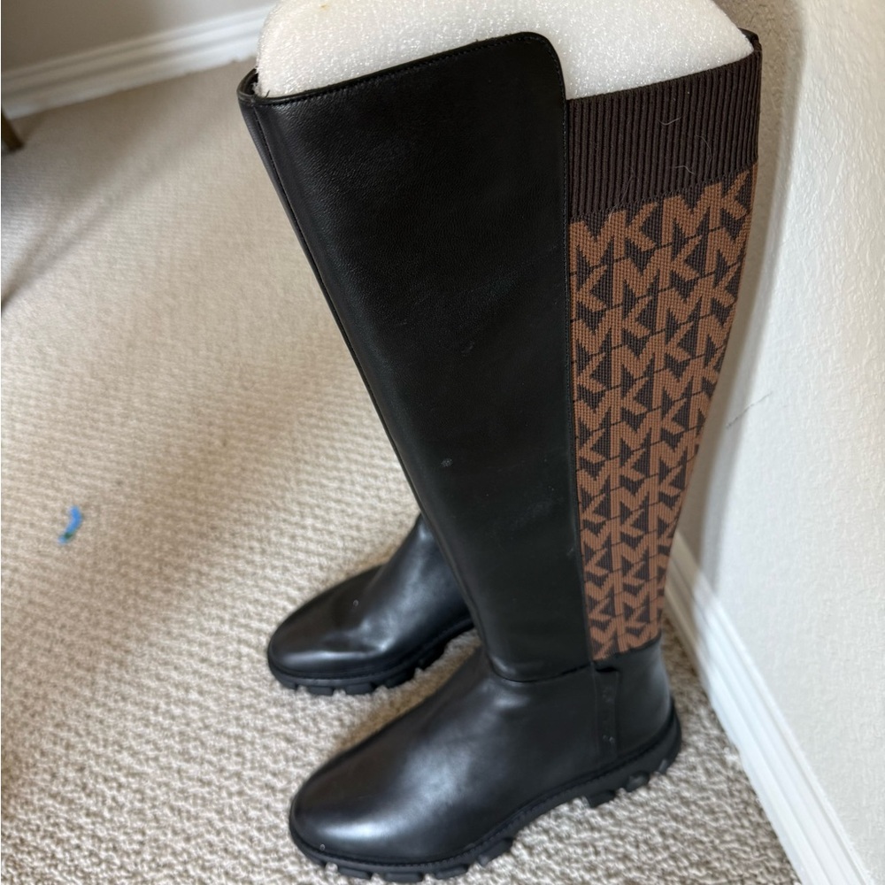 Michael Kors Black and Brown Logo Boots